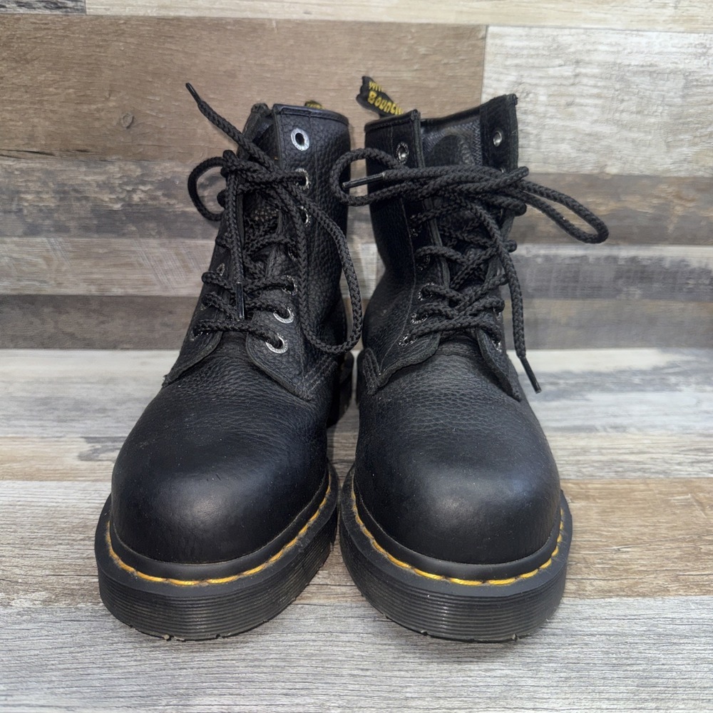 Dr. Martens Black Industrial Steel Toe Leather Boots US M 6 L 7
